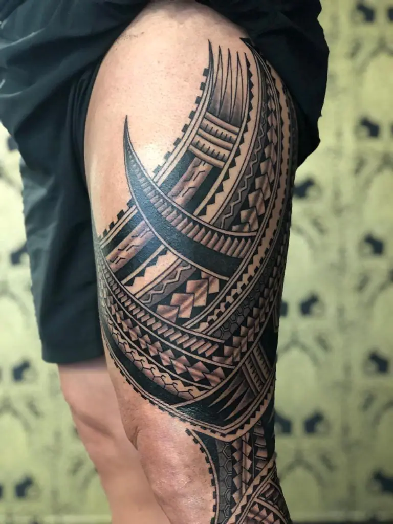 Polynesian Oberschenkel — Maori Tattoo von Elisabeth Gerendai, V Tattoo & Beauty Art (Aargau, Schweiz)