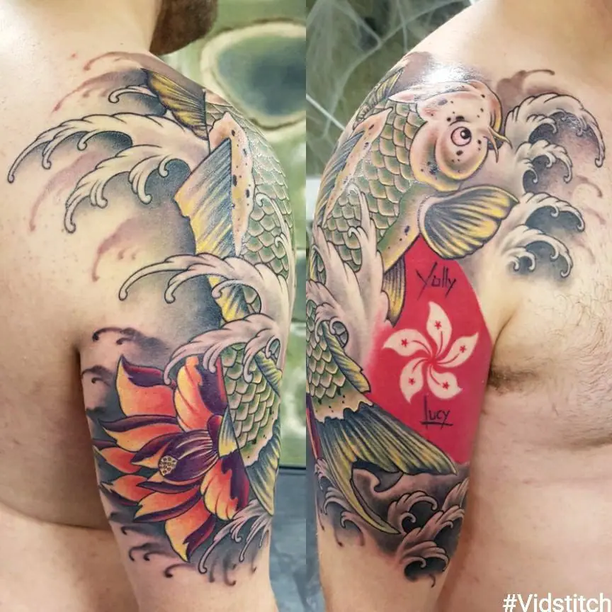 Koi & Waves Sleeve — Oriental / Japanese Tattoo von Elisabeth Gerendai, V Tattoo & Beauty Art (Aargau, Schweiz)