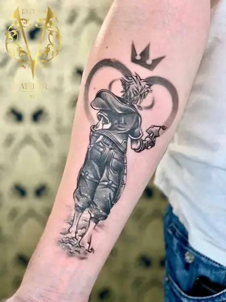 Kingdom Hearts — Manga / Anime Tattoo von Elisabeth Gerendai, V Tattoo & Beauty Art (Aargau, Schweiz)