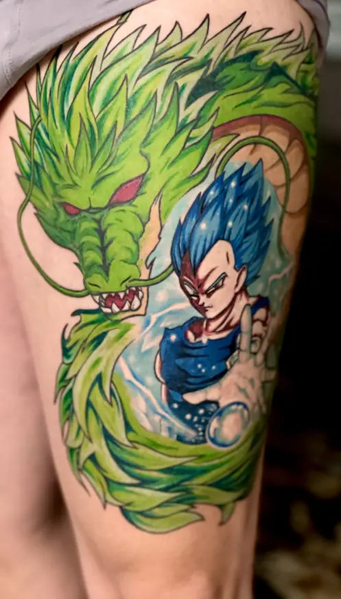 Dragonball Vegeta — Manga / Anime Tattoo von Elisabeth Gerendai, V Tattoo & Beauty Art (Aargau, Schweiz)