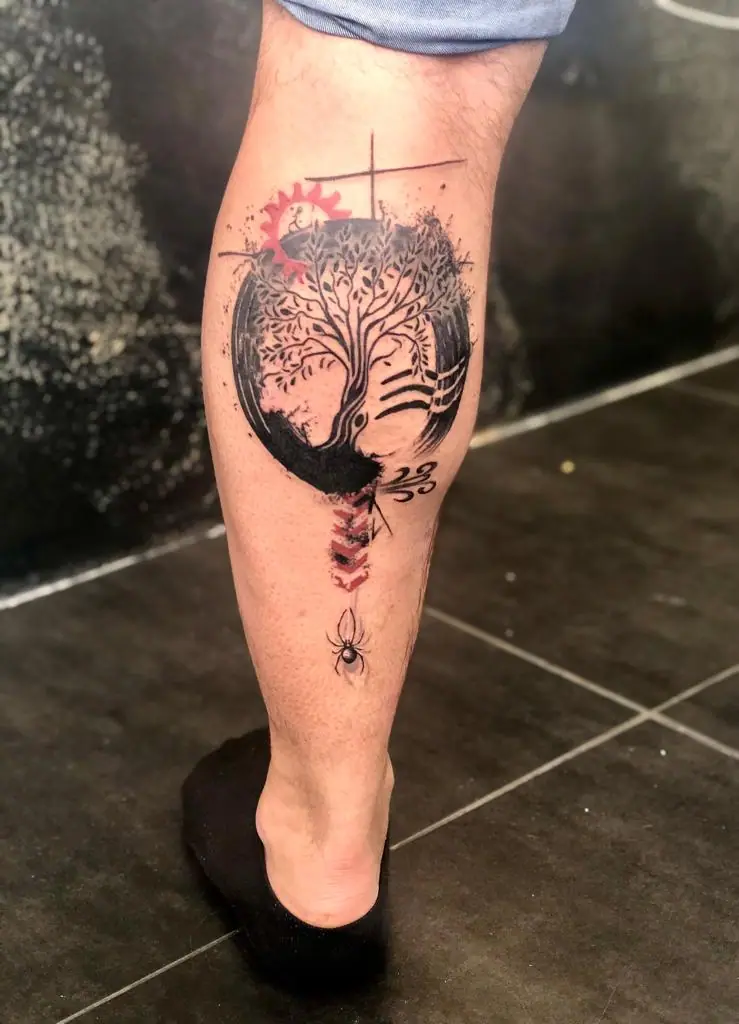 Trash Polka Tattoo Baum des Lebens in Schwarz und Rot – V Tattoo & Beauty Art, Wohlen AG