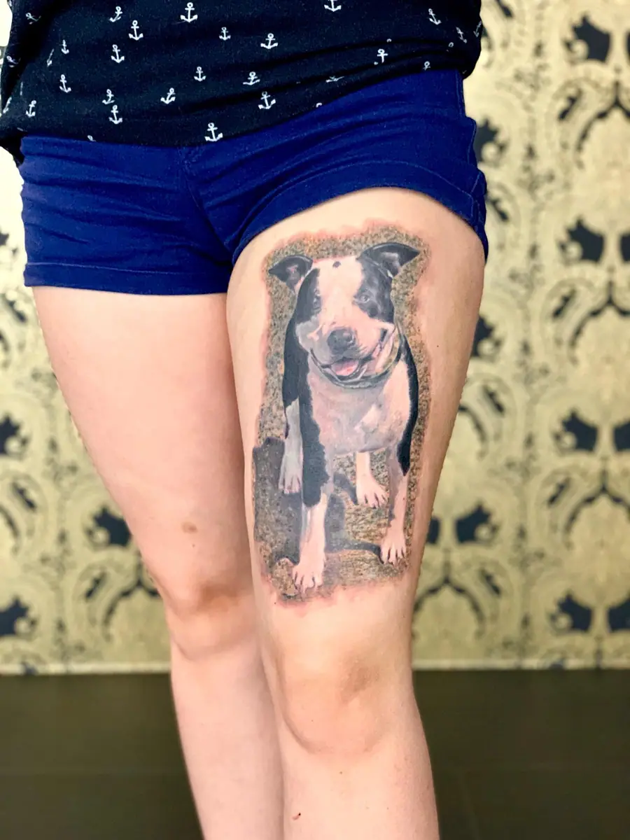 Portrait Canin — Realistic Tattoo von Elisabeth Gerendai, V Tattoo & Beauty Art (Aargau, Schweiz)